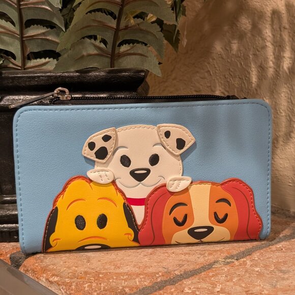 Loungefly Handbags - Loungefly Disney Parks, Dogs Flap Wallet Faux Leather Blue